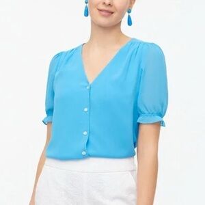 J.Crew Bright Blue Button-Front Blouse – Size Small